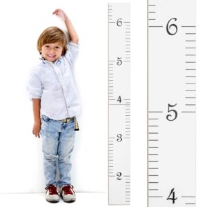 headwaters studio wooden ruler growth chart for kids, boys and girls - height chart & height measurement for wall - kids nursery wall decor and room hanging wall decor - original - white