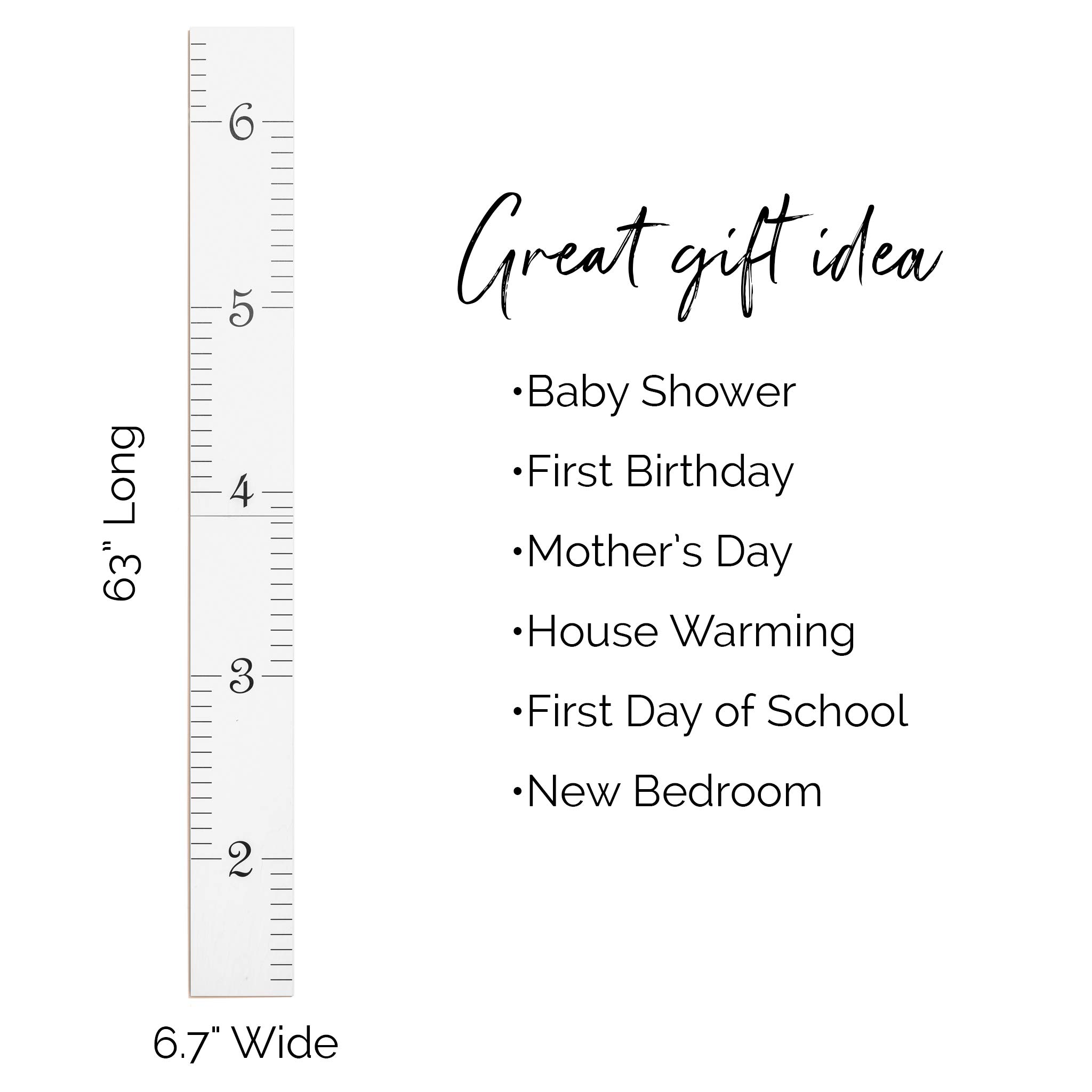 HEADWATERS STUDIO Wooden Ruler Growth Chart for Kids, Boys and Girls - Height Chart & Height Measurement for Wall - Kids Nursery Wall Decor and Room Hanging Wall Decor - Original - White