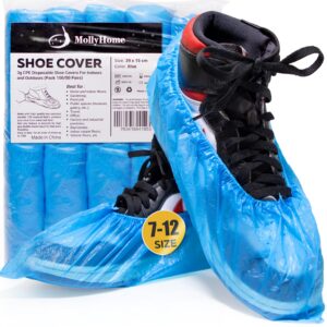 shoe covers disposable non-slip - mollyhome booties for shoes covers, shoe covers for indoors pack 100(50 pairs) large size up to us men's 11 & us women's 13, waterproof, recyclable