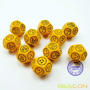 Bescon's Emotion, Weather and Direction Dice Set, 3 Piece Proprietary Polyhedral RPG Dice Set in Blue, Green, Yellow