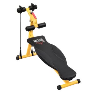 soozier multifunctional sit up and dumbbell weight bench with 4-angle adjustable backrest & lightweight portable design - yellow