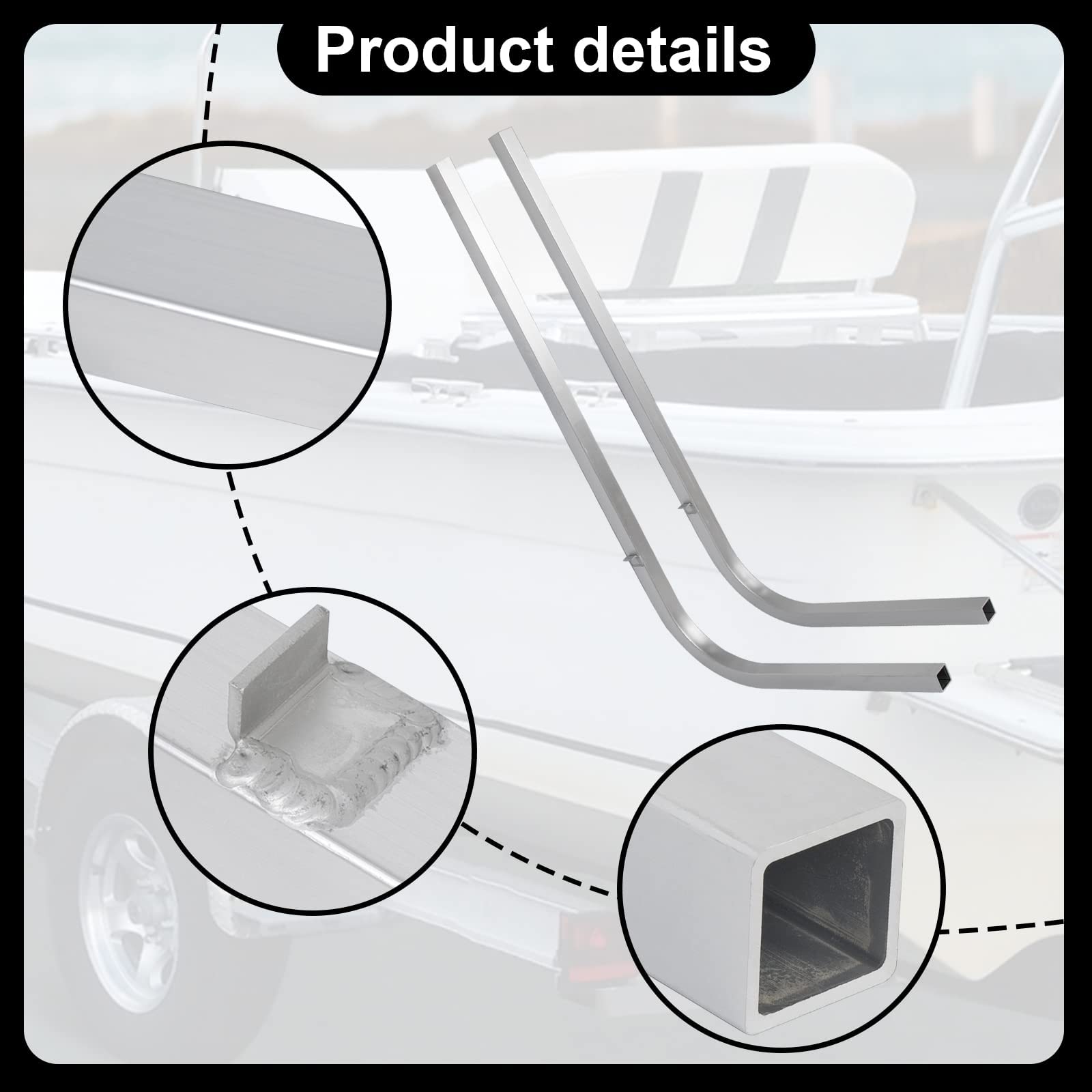 ECOTRIC One Pair Boat Trailer Square Guide On Poles Aluminum 1 1/2" Square 46" Tall Pair