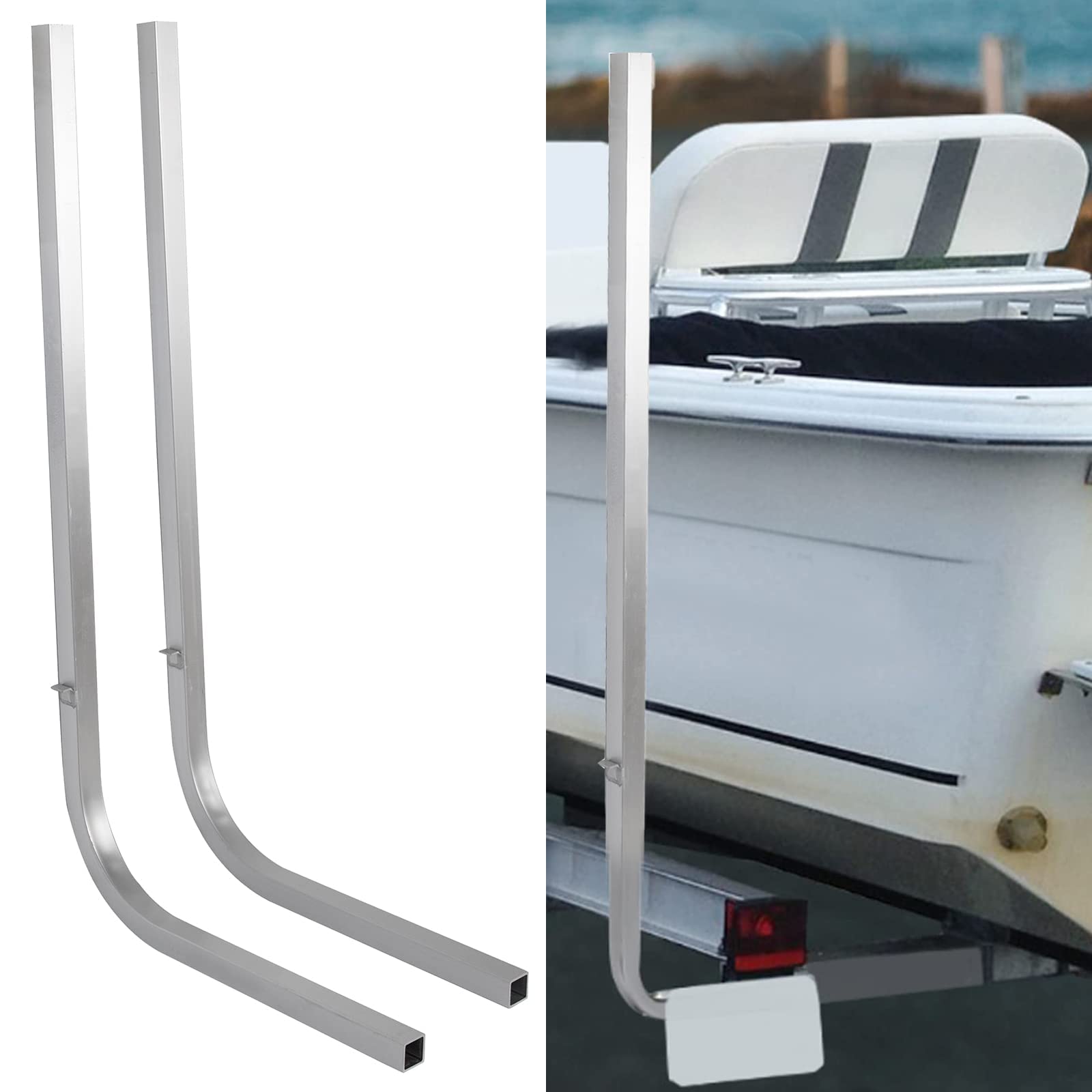 ECOTRIC One Pair Boat Trailer Square Guide On Poles Aluminum 1 1/2" Square 46" Tall Pair