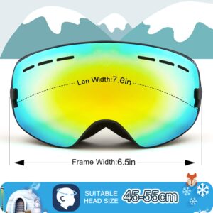 Ski Goggles for Kids Over Glasses Boys Girls Snow Sport Goggle For Teenagers Child Snowboarding Clear Uv Protection VLT 8%