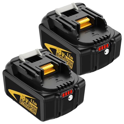 2-Pack Replacement for Makita 18V Battery 6.0Ah Compatible with Makita 18 Volt Battery Lithium-ion BL1860B BL1860 BL1850 BL1850B BL1840 BL1830 Compatible with Makita Battery 18V Power Tools(yellow)