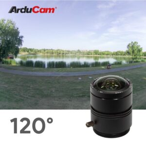 Arducam 120 Degree Ultra Wide Angle CS Lens for Raspberry Pi HQ Camera, 3.2mm Focal Length with Manual Focus