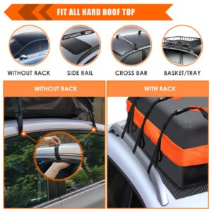 MeeFar Car Roof Bag XBEEK Rooftop top Cargo Carrier Bag 20 Cubic feet Waterproof for All Cars with/Without Rack, Includes Anti-Slip Mat, 10 Reinforced Straps, 6 Door Hooks, Luggage Lock