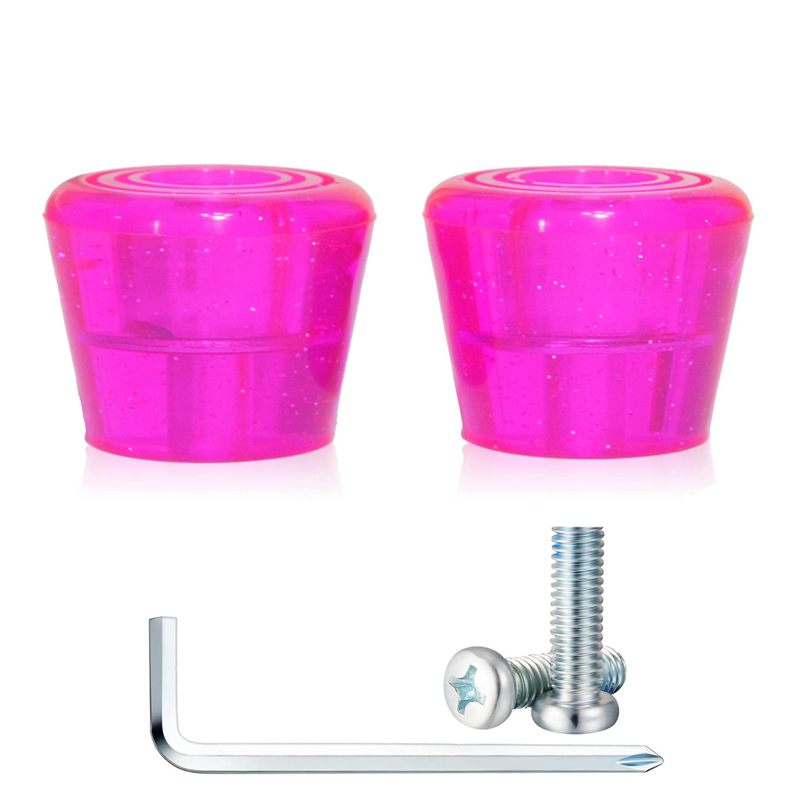 VNAKER PU Rubber Roller Skate Toe Stoppers 1 Pair with Screws (Pink)