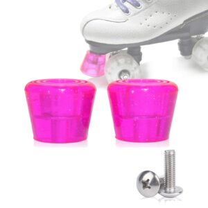 VNAKER PU Rubber Roller Skate Toe Stoppers 1 Pair with Screws (Pink)