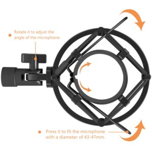 Boseen Microphone Shock Mount Mic Holder, Anti-Vibration Suspension Shock Mount Mic Holder Clip for 43mm-47mm Diameter Condenser Microphone