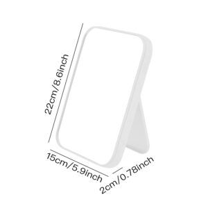 Coobbar Desktop Foldable Makeup Mirror Simple Portable Princess Mirror Square Makeup Mirror for Women (White)