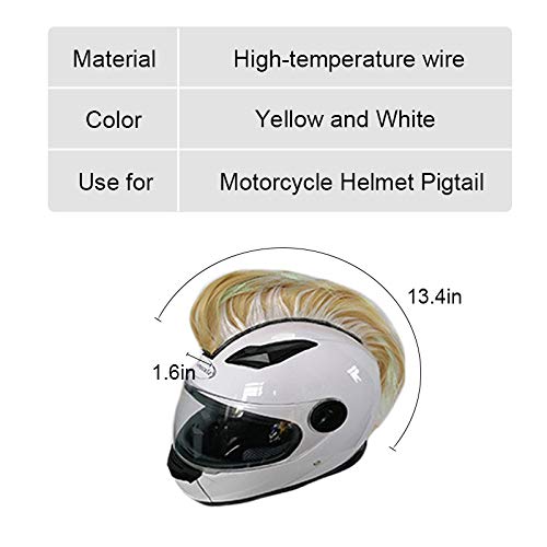 Pearlead Helmet Mohawk Wig Adhesive Accessories Kids Mohawk for Motorcycle Bicycle Ski Snowboard Helmet Hair Reusable Design Yellow White