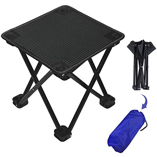 aingycy Folding Portable Camping Stool Mini Lightweight Sturdy Collapsible Chair for Camping, Fishing, Hiking, Fishing, Travel, Beach, Picnic with Portable Bag, Black