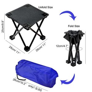 aingycy Folding Portable Camping Stool Mini Lightweight Sturdy Collapsible Chair for Camping, Fishing, Hiking, Fishing, Travel, Beach, Picnic with Portable Bag, Black