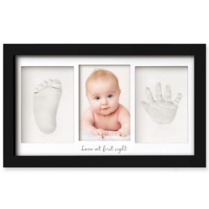 baby hand and footprint kit - baby footprint kit, newborn keepsake frame, baby handprint kit, personalized baby gifts, nursery decor, baby shower gifts for girls boys (onyx black)