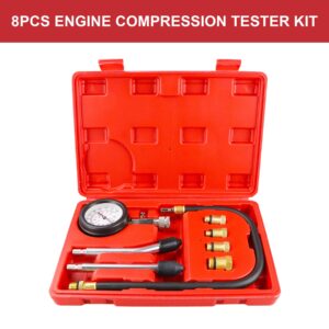 Frombet Compression Tester Kit Small Engine Cylinder Test Pressure Gauge Tool Set for Testing Motorcycle Car Automobile Outboard Motor Chainsaw Snowmobile Auto Gasoline Petrol Gas Engine 300PSI