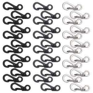 36 pcs mini carabiners for climbing, ecango small durable metal spring backpack clasps for paracord camping edc keychain clips spring snap hook tactical survival gear (3 colors)