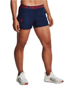 under armour freedom playup shorts, academy blue (408)/red, small