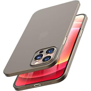 TOZO Compatible for iPhone 12 Case and Compatible for iPhone 12 Pro Case 6.1 inch Hard 0.35mm World's Thinnest Protect Shell Semi Transparent Light Weight Thin Cover Matte Finish Black