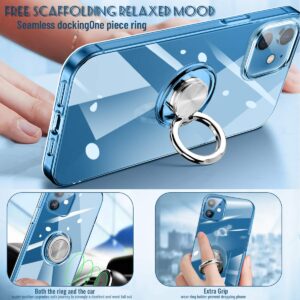 Guuboly Crystal Clear Designed for iPhone 12 Case, iPhone 12 Pro Case Clear Soft Slim Fit Transparent Silicone Flexible Shockproof Bumper Cover with Ring Holder Kickstand for iPhone12/12Pro 6.1 inch