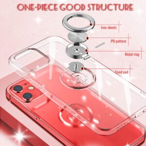 Guuboly Crystal Clear Designed for iPhone 12 Case, iPhone 12 Pro Case Clear Soft Slim Fit Transparent Silicone Flexible Shockproof Bumper Cover with Ring Holder Kickstand for iPhone12/12Pro 6.1 inch