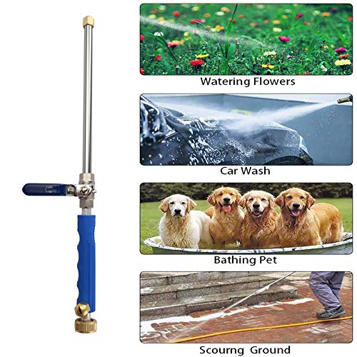 YunGuoGuo High Pressure Power Washer Sprayer Wand with Flexible Hose Nozzle, 39'' Hydro Jet Power Washer Cleaning Tool, Wand Lance for Gutter Patio Car Pet Window Glass Blue