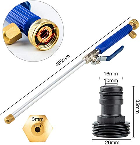 YunGuoGuo High Pressure Power Washer Sprayer Wand with Flexible Hose Nozzle, 39'' Hydro Jet Power Washer Cleaning Tool, Wand Lance for Gutter Patio Car Pet Window Glass Blue