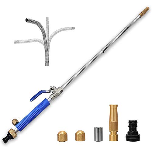 YunGuoGuo High Pressure Power Washer Sprayer Wand with Flexible Hose Nozzle, 39'' Hydro Jet Power Washer Cleaning Tool, Wand Lance for Gutter Patio Car Pet Window Glass Blue