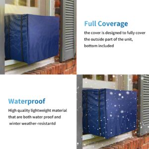 Window Air Conditioner Covers for Outside Units Dust-Proof Waterproof Window AC Outdoor Cover for Winter (27.5"W x 19"H x 23"D), Blue