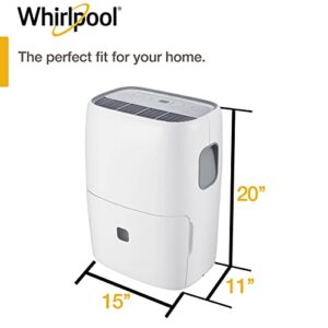 Whirlpool 20-Pint Portable Dehumidifier with Auto-Shutoff & Timer, Home Dehumidifier and Moisture Absorber For Basement, Garage, Living Room in White