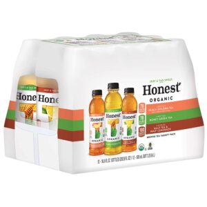 honest tea variety pack (honey green, peach oolong, half & half), 16.9 fl ounce bottles (12 pack), variety pack, 16.9 fl ounce