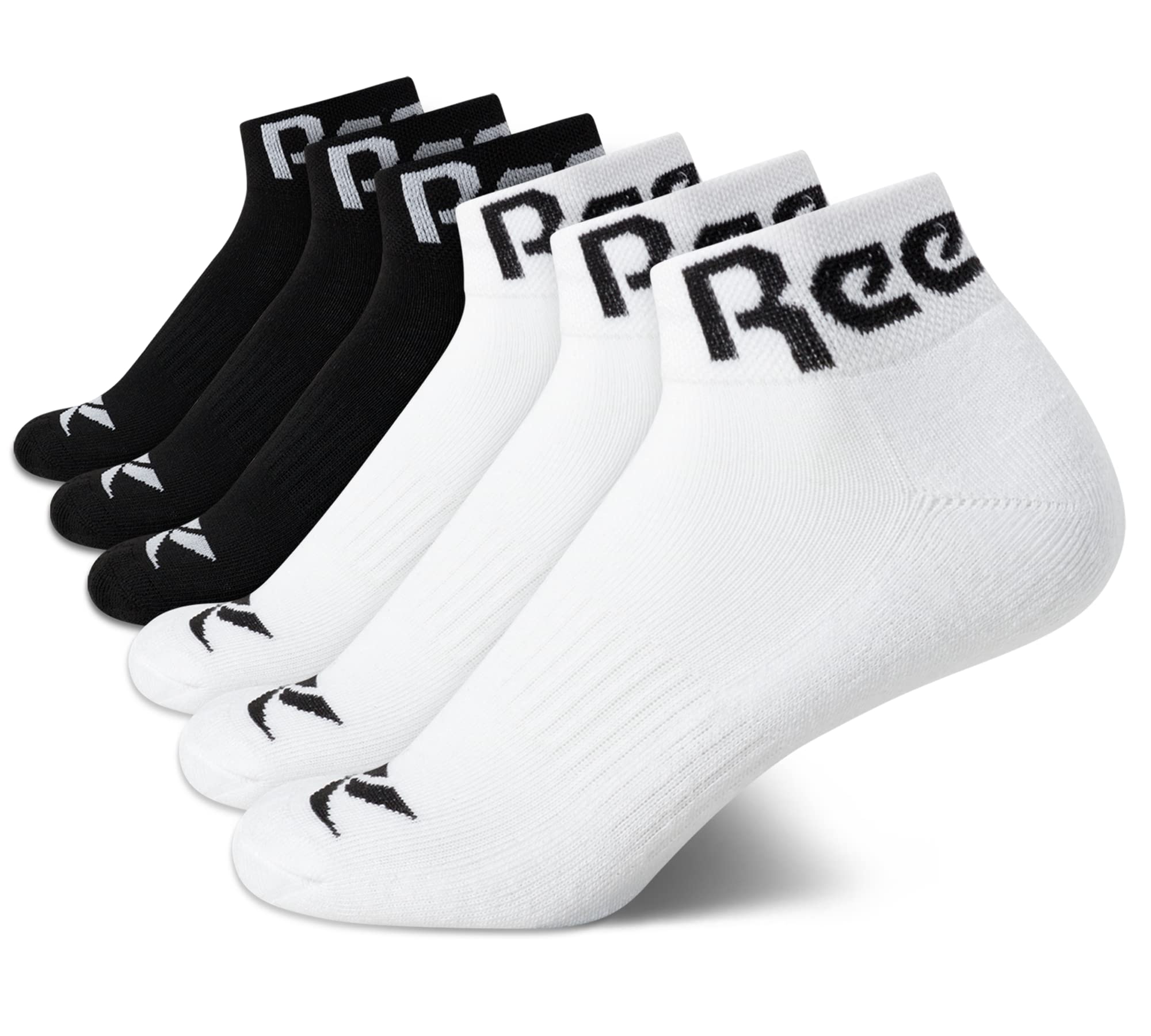 Reebok Women's Comfort Cushioned Athletic Quarter Cut Socks (6 Pack), Size 4-10, BlackWhite