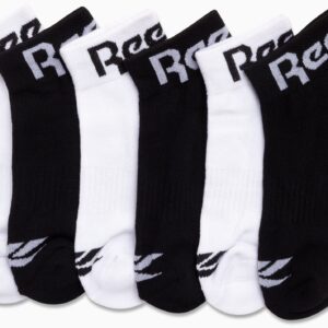 Reebok Women's Comfort Cushioned Athletic Quarter Cut Socks (6 Pack), Size 4-10, BlackWhite