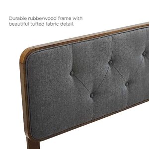 Modway Collins Tufted Twin Fabric and Wood Headboard, Walnut Charcoal