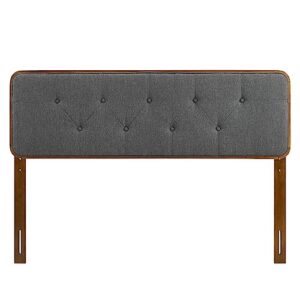 Modway Collins Tufted Twin Fabric and Wood Headboard, Walnut Charcoal