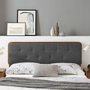 Modway Collins Tufted Twin Fabric and Wood Headboard, Walnut Charcoal