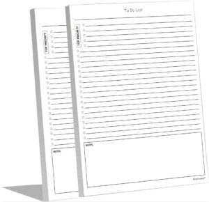 to do list notepads (2 pack, 50 pages each) planner pads. todo checklist w/priority & note sections. organize & track projects, clients or daily tasks. 5.5 x 8.5, a5 sheets. made in the usa.