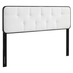 modway collins tufted fabric and wood queen headboard in black white