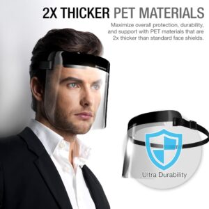 Purity Protective Safety Face Shields for Adult Size (Pack of 6) Full PET Transparent Material with Built-in Slide Adjuster Elastic Strap Band