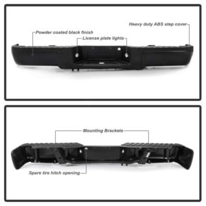 ACANII - For 2009-2014 Ford F150 Pickup Styleside Bed w/o Sensor & Hitch Hole Black Steel Complete Rear Bumper Assembly