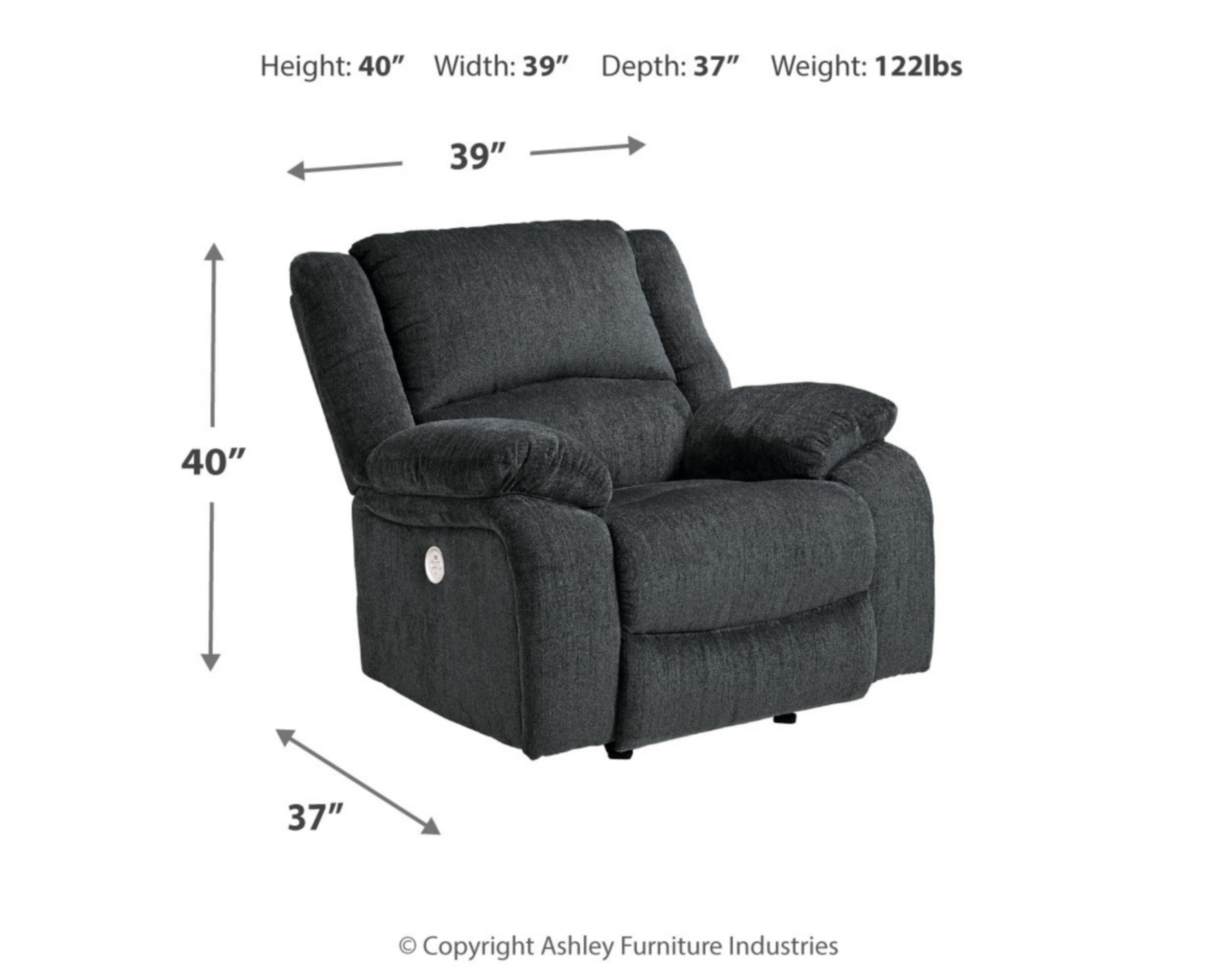 Signature Design by Ashley Draycoll Contemporary Power Rocker Recliner, Dark Gray