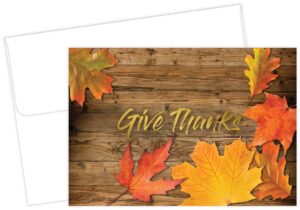 give thanks fall thank you note cards & envelopes - 50 cards & envelopes - includes gold foil highlights!