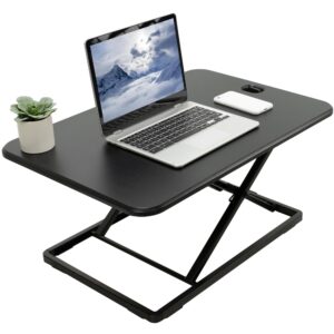 vivo ultra-slim single top height adjustable standing desk riser, compact sit stand desktop converter for monitor or laptop, black, desk-v001j
