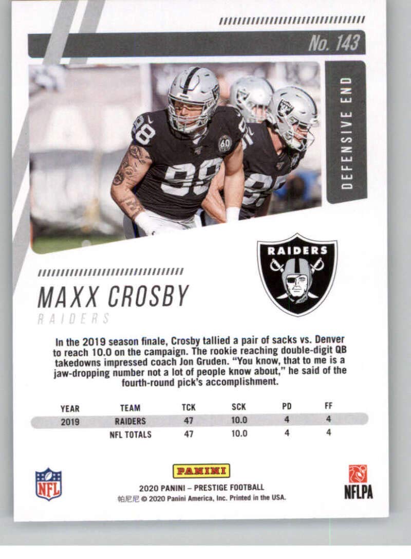 2020 Panini Prestige #143 Maxx Crosby Las Vegas Raiders Football Card