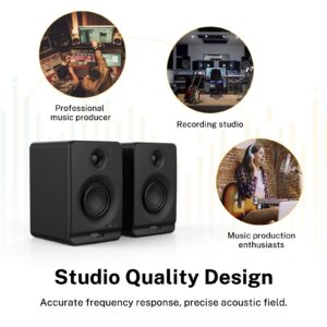 Donner Studio Monitors 3" Near Field Studio Monitors with CSR 5.0 Bluetooth, for Music Production, Live Streaming and Podcasting, 2-Pack Including Monitor Isolation Pads-New Version(Dyna3 Black)