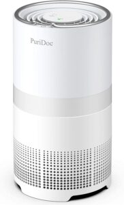 puridoc air purifier for home with h13 true hepa filter pet air cleaner 28db super quiet purifies 99.97% of pet pollen dander odor smoke ozone free for bedroom living room white 1 pack
