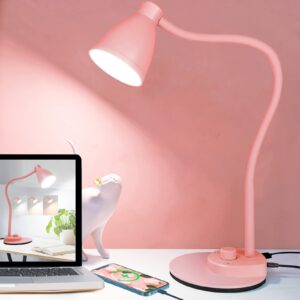 bohon led desk lamp reading light eye-caring 3 color modes 10 brightness dimmer usb study book clamp lamp 360° flexible clip on night light for headboard bedroom and office