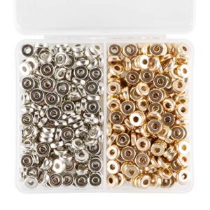 deoot 400 pcs 6mm gold & silver round spacer beads for bracelet necklace jewelry making supplies