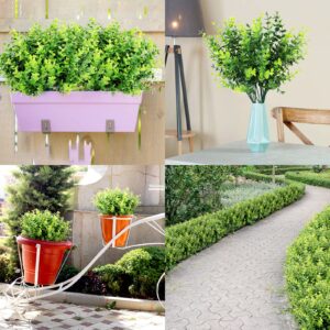 Leyaron 9 Bundles Fake Plants Artificial Boxwood Greenery 63 Stems Fade Resistant Faux Plastic Plants for Garden Farmhouse Porch Patio Window Box Wedding Office Home Indoor Outdoor Decor