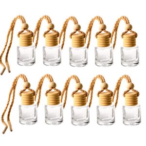 constore 10pcs car hanging glass bottle empty pendant perfume aromatherapy bottle refillable hanging diffuser bottle air fresher ornament vials